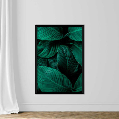 Closeup Nature View Of Green Leaf Background, Dark Wallpaper Concept.