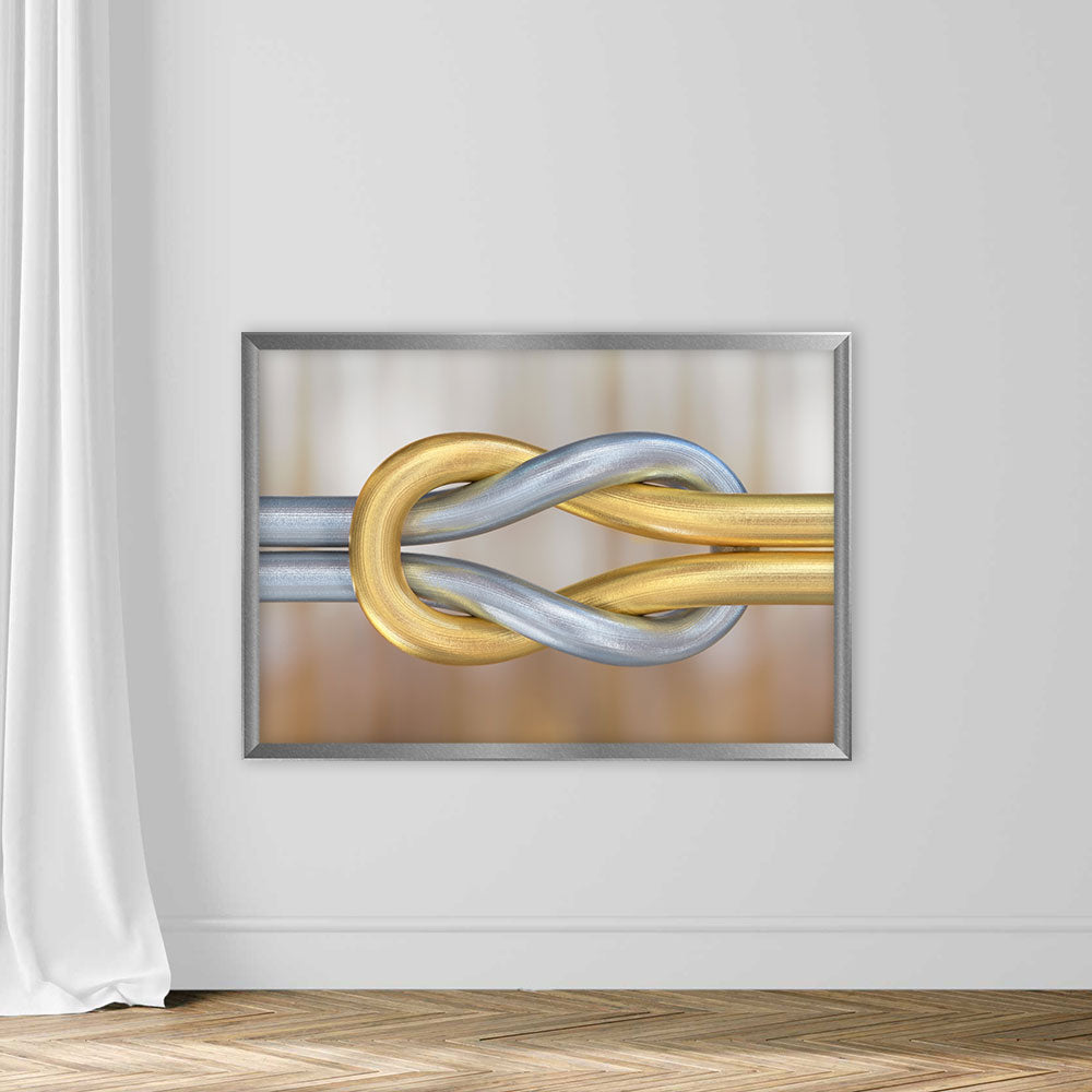 Gold and Silver Cords Forming a Reef Knot