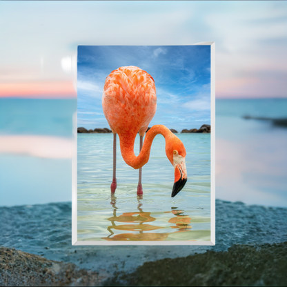 Close-Up Of A Flamingo Against The Sea