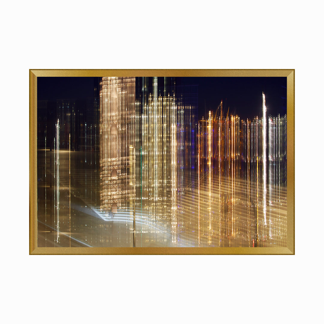 Illuminated Urban Skyline with Blurred Lights