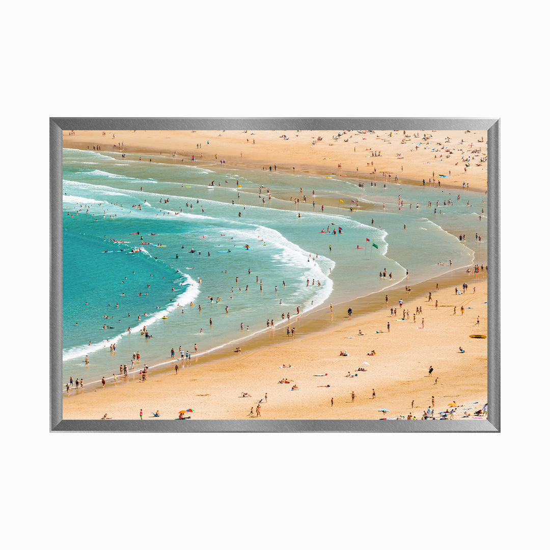 Tourists on Zurriola beach in summer, San Sebastian, Spain