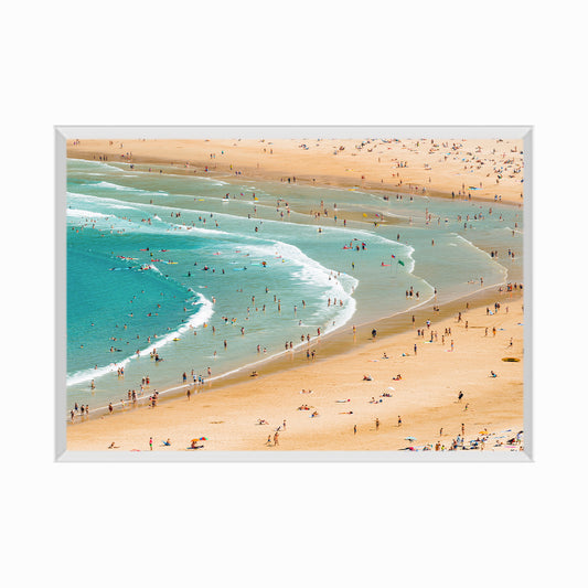 Tourists on Zurriola beach in summer, San Sebastian, Spain